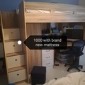 Selling: Boys loft bed with desk and drawers with mattress 